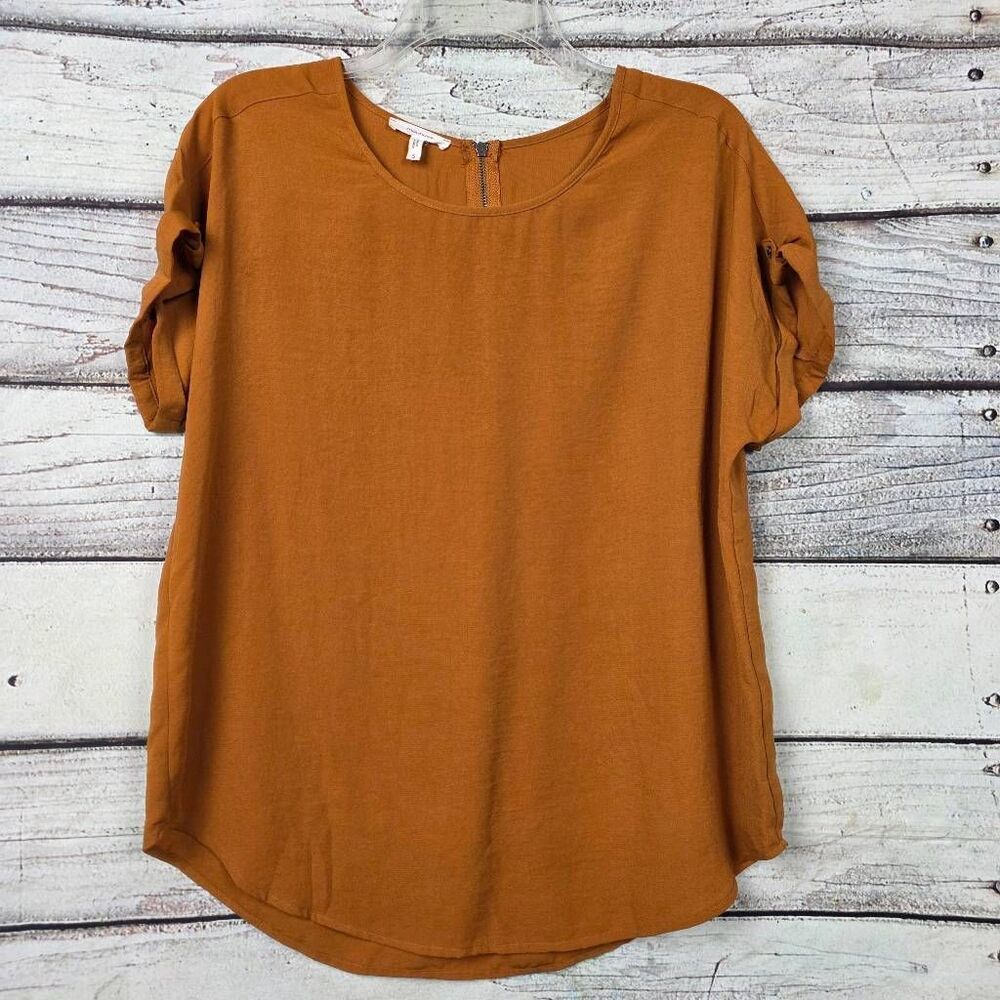 Maurices Rust Short Sleeve Blouse Back Zip S